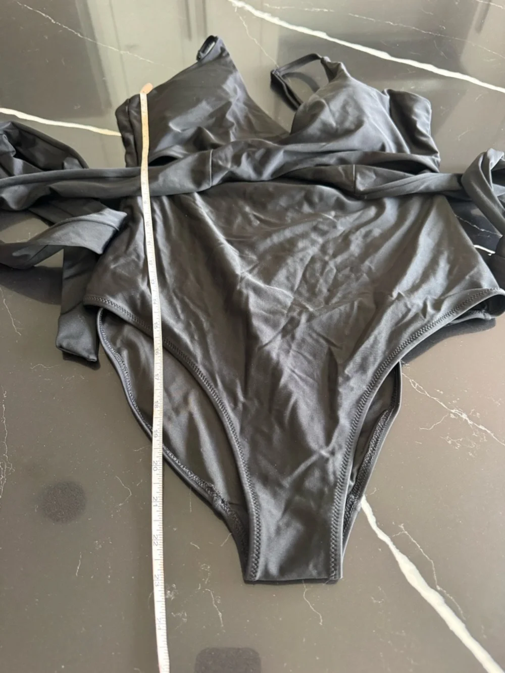 aerie Black One-Piece Swimsuit with Wrap Tie Detail - Picture 2 of 4